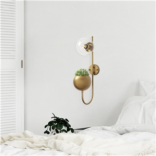 Camlı Tekli Aplik Parlak Gold Pot-11480