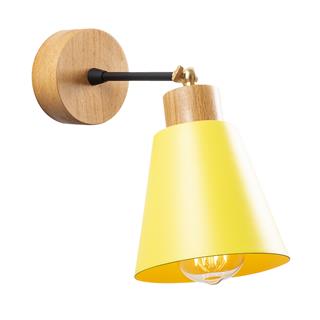 Konikkem Hareketli Başlık Metal Sıvama Tekli Mafsallı Natural Ahşap Aplik Sarı KONIKKEM-N-619