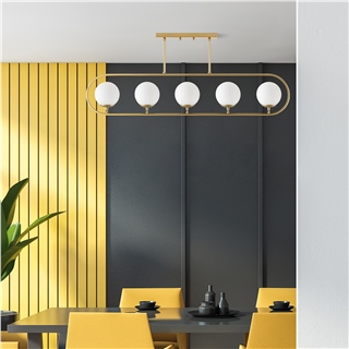 Camlı 5Li Avize Parlak Gold Jewel-10621