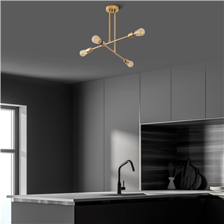 Rustik 4Lü Avize Parlak Gold Flower-Asr-007