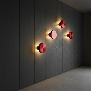 Aura Ledli Metal Sıvama Tekli Duvar Aplik Çap 12 cm,Metalik Kırmızı,Ambiyans Aydınlatma AURA-15520-S