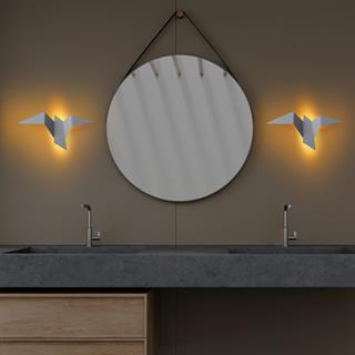 Kuş Figür Modern Küçük Boy Ledli Aplik Gri, Duvar Led Aydınlatma 3000K Sarı Işık PACALI-13501-M