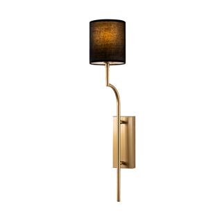 Lumora Modern Silindir Kumaş Abajur Aplik Siyah Gold Gövde, Lüks Duvar Lambası LUMORA-15336