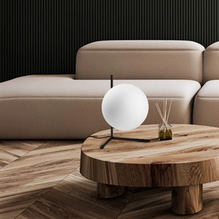 Luminar Modern Glop Cam Başlıklı Masa Lambası Dekoratif Aydınlatma Siyah LUMINAR-14170