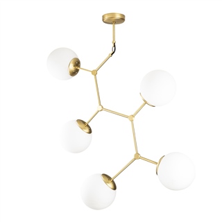 Camlı 6Lı Avize Parlak Gold Damar-6312