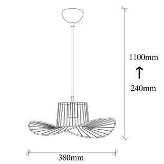 Fötr Şapka Model Tekli Tel Sarkıt Avize Siyah, Dekoratif Metal Lamba FOTRTEL-L-6721