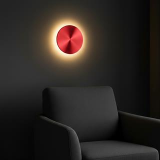 Aura Ledli Metal Sıvama Tekli Duvar Aplik Çap 20 cm,Metalik Kırmızı,Ambiyans Aydınlatma AURA-15520-L