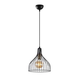 Cafu Tekli Tel Sarkıt Avize Siyah, Modern Dekoratif Metal Lamba CAFU-11565