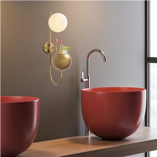 Camlı Tekli Aplik Parlak Gold Pot-11485