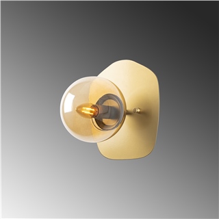 Camlı Tekli Aplik Parlak Gold Well-11665