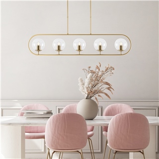 Camlı 5Li Avize Parlak Gold Jewel-10625