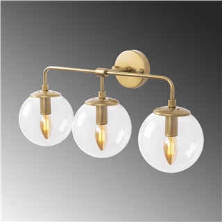 Camlı 3Lü Aplik Parlak Gold Horn-12206