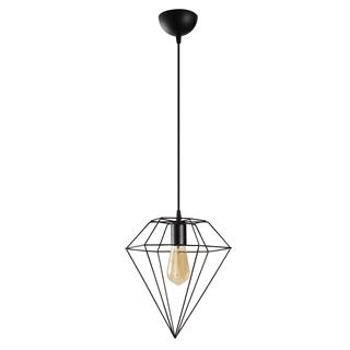 Elmas Tekli Tel Sarkıt Avize Siyah, Modern Dekoratif Metal Lamba ELMAS-6286