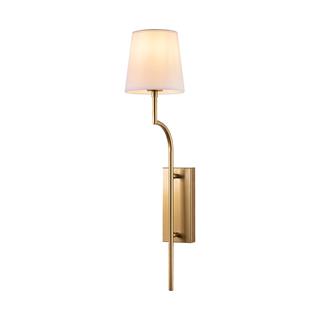 Lumora Modern Konik Kumaş Abajur Aplik Beyaz Gold Gövde, Lüks Duvar Lambası LUMORA-15333