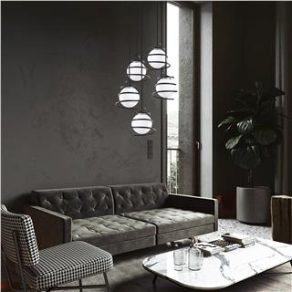 Camlı 5Li Tepsi Sarkıt Pütürlü Siyah Elegance-706-4