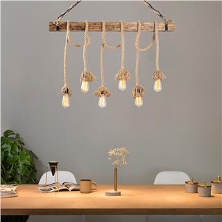 Ahşap 6Lı Avize Natural Ahşap Erebos-104