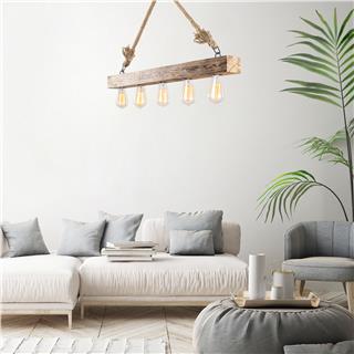 Ahşap 5Li Avize Natural Ahşap Erebos-106