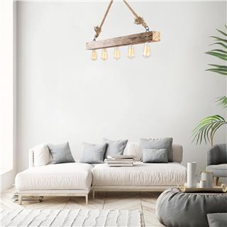 Ahşap 5Li Avize Natural Ahşap Erebos-106