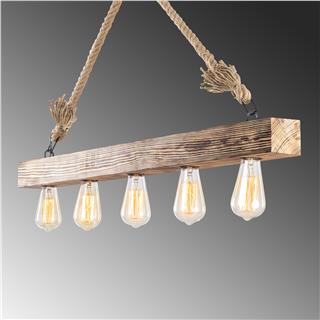 Ahşap 5Li Avize Natural Ahşap Erebos-106