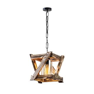 Camlı Tekli Avize Natural Ahşap Erebos-108