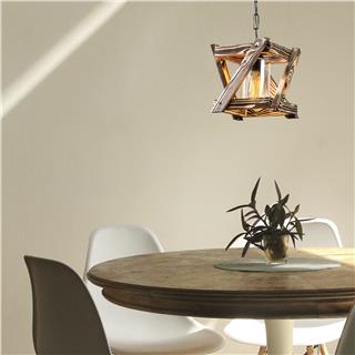 Camlı Tekli Avize Natural Ahşap Erebos-108