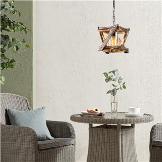Camlı Tekli Avize Natural Ahşap Erebos-108