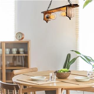 Camlı 2Li Avize Natural Ahşap Erebos-110