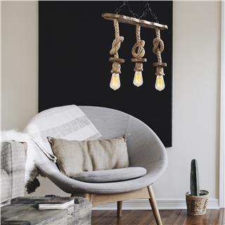 Ahşap 3Lü Avize Natural Ahşap Erebos-111