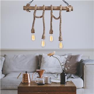 Ahşap 4Lü Avize Natural Ahşap Erebos-112