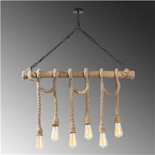 Ahşap 6Lı Avize Natural Ahşap Erebos-113