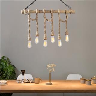 Ahşap 6Lı Avize Natural Ahşap Erebos-113