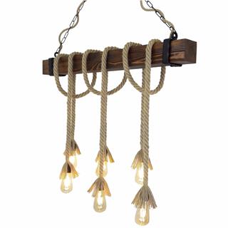 Ahşap 6Lı Avize Natural Ahşap Erebos-Ht055