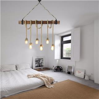 Ahşap 6Lı Avize Natural Ahşap Erebos-Ht055