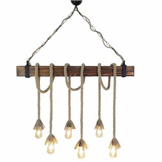Ahşap 6Lı Avize Natural Ahşap Erebos-Ht055