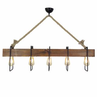 Ahşap 5Li Avize Natural Ahşap Erebos-Ht093