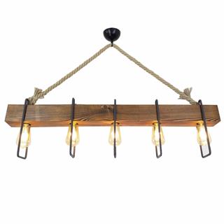 Ahşap 5Li Avize Natural Ahşap Erebos-Ht093