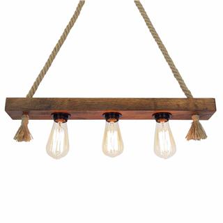 Ahşap 3Lü Avize Natural Ahşap Erebos-Ht099