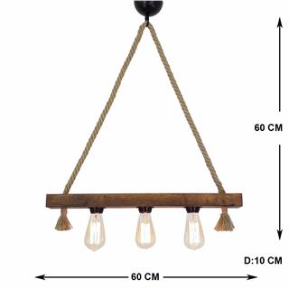 Ahşap 3Lü Avize Natural Ahşap Erebos-Ht099