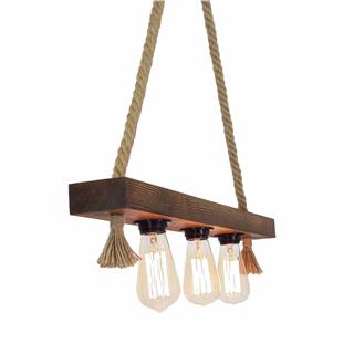 Ahşap 3Lü Avize Natural Ahşap Erebos-Ht099