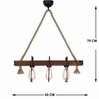 Ahşap 3Lü Avize Natural Ahşap Erebos-Ht100