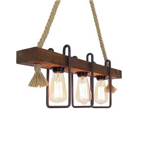Ahşap 3Lü Avize Natural Ahşap Erebos-Ht100
