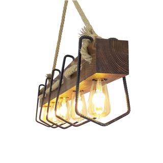 Ahşap 5Li Avize Natural Ahşap Erebos-Ht107