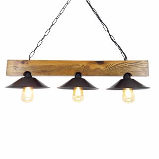 Ahşap 3Lü Avize Natural Ahşap Erebos-Ht149