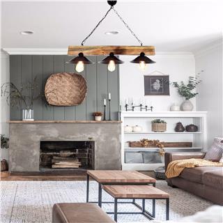 Ahşap 3Lü Avize Natural Ahşap Erebos-Ht203
