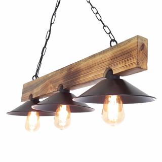 Ahşap 3Lü Avize Natural Ahşap Erebos-Ht203