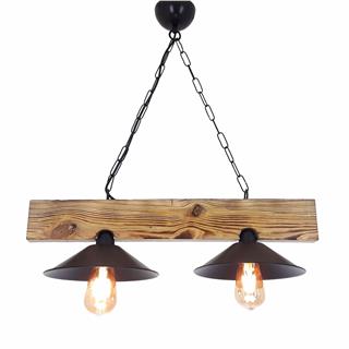 Ahşap 2Li Avize Natural Ahşap Erebos-Ht204