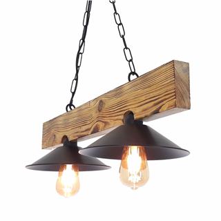 Ahşap 2Li Avize Natural Ahşap Erebos-Ht204