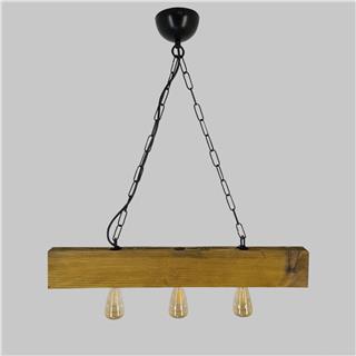 Ahşap 3Lü Avize Natural Ahşap Erebos-Ht243