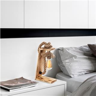 Ahşap Tekli Masa Lambası Natural Ahşap Erebos-Kn13