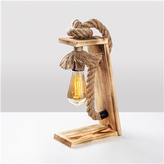 Ahşap Tekli Masa Lambası Natural Ahşap Erebos-Kn13